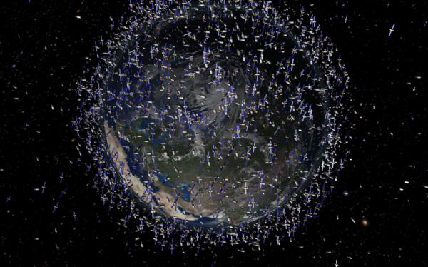 An artist's illustration of the huge numbers of satellites and space debris in orbit (via the European Space Agency)